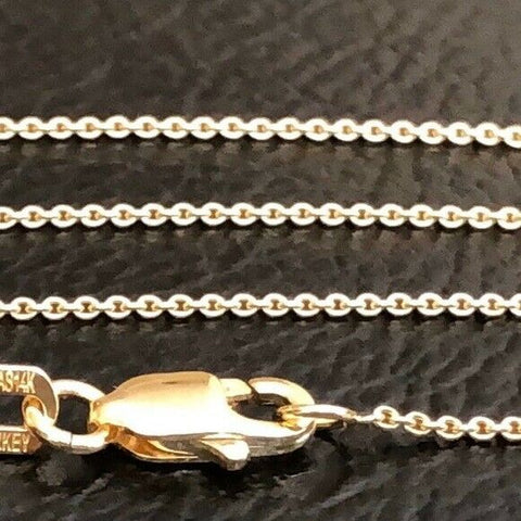 14 k Solid Yellow Gold 0.9 mm Cable Chain Necklace - Adjustable 16"-18" Lobster