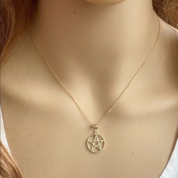 Small Solid 14k Rose Gold Pentagram Friendship Pendant Necklace 16" 18" 20" 22"
