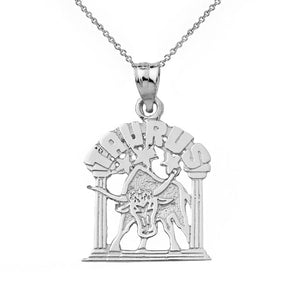.925 Sterling Silver Zodiac Astrological Sign Taurus Bull Pendant Necklace