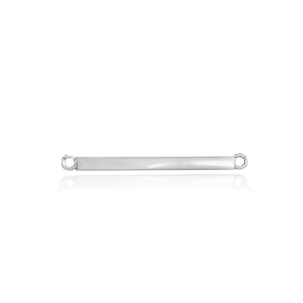 .925 Sterling Silver Horizontal Straight Thin Bar Geometric Pendant Necklace