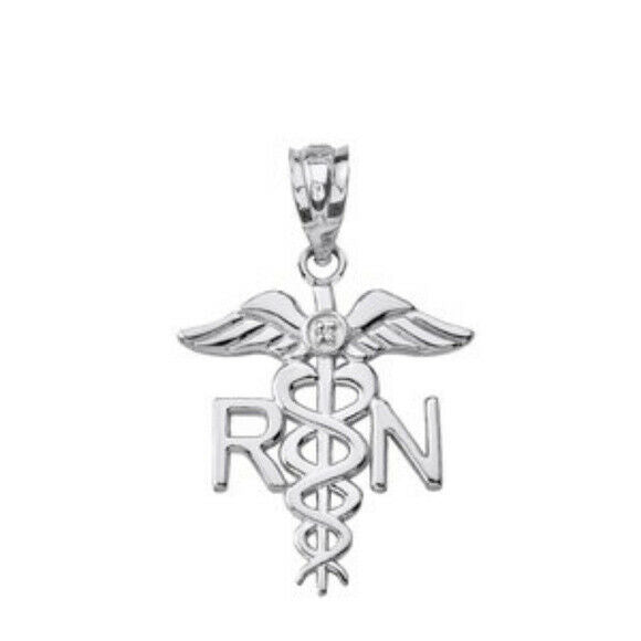 925 Sterling Silver Registered Nurse Doctor Pendant Necklace Made USA