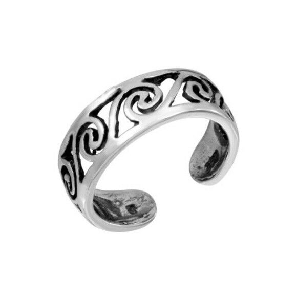 NWT .925 Sterling Silver Open Wave Adjustable Toe Ring / Finger Ring
