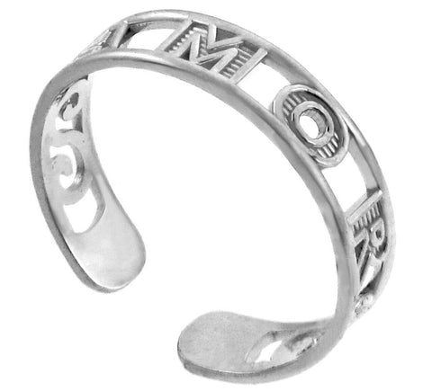 Amor Toe Ring in 10K Solid White Gold Adjustable Size - Knuckle Ring