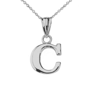 925 Sterling Silver Mini Small Initial Letter C Pendant Necklace 16" 18" 20" 22"