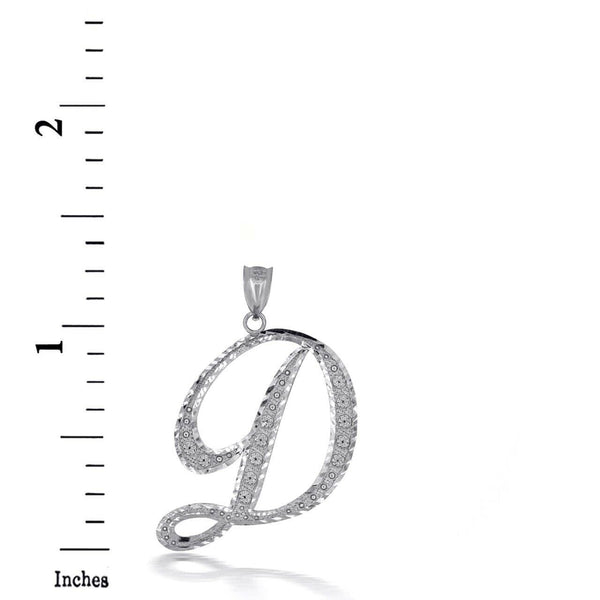 925 Sterling Silver Cursive Initial Letter D Pendant Necklace