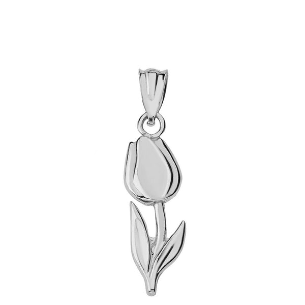 925 Sterling Silver Diamond-Cut Tulip Pendant Necklace 16" 18" 20" 22"