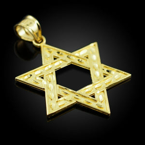 14k Yellow Gold Hebrew Faith Gift Israel Jewish Star of David Pendant Necklace