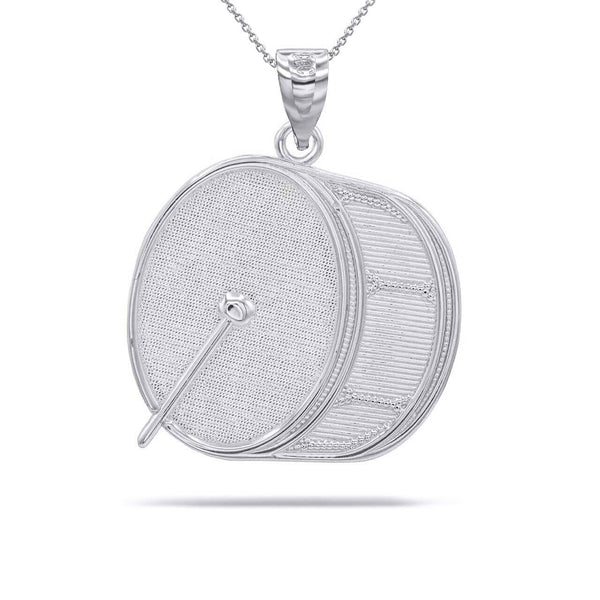 925 Sterling Silver Marching Band Drum Pendant Necklace
