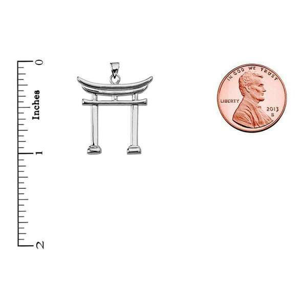 925 Sterling Silver Japanese Torii Pendant Necklace