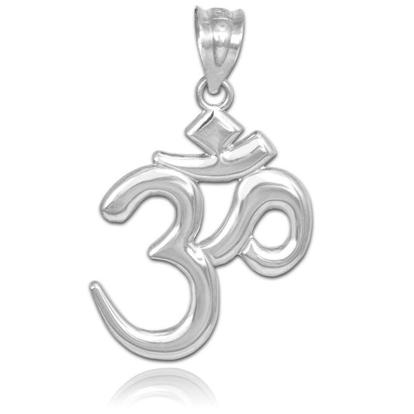 925 Sterling Silver OM (OHM) Symbol Pendant Necklace Made in US
