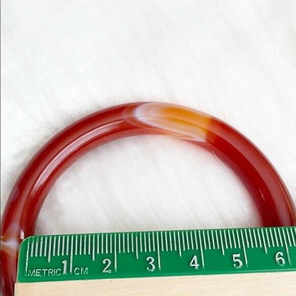 NEW Orange Red White Agate Bangle Inner Diameter 58 mm - Round Shape