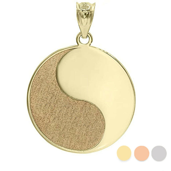 Personalized Name 10k or 14k Solid Gold Taoist Yin Yang Taichi Pendant Necklace