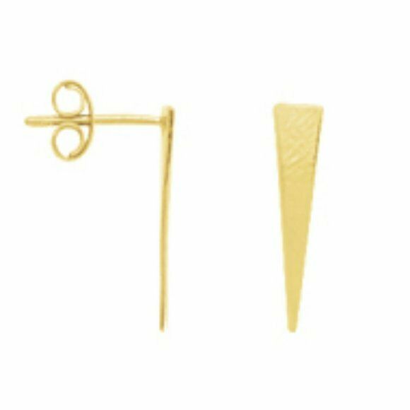 14K Solid Yellow Gold Draw The Line Jagger Stud Triangle Geometric Earrings -