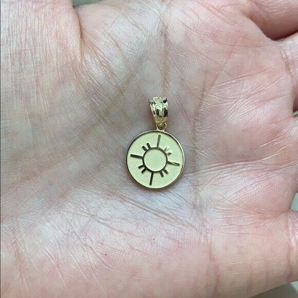 14k Solid Gold Native American Geometric Sun Symbol Pendant Necklace