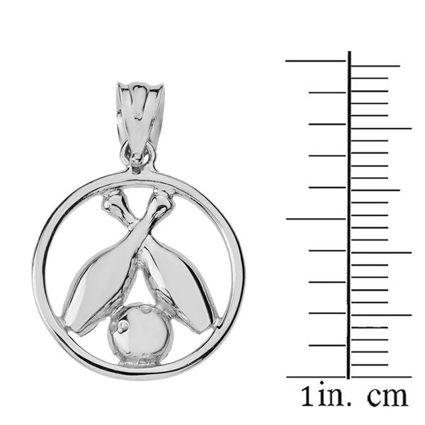 .925 Sterling Silver Bowling Ball Cross Pins Open Circle Pendant Necklace