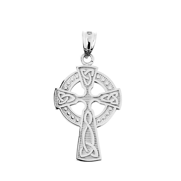 925 Sterling Silver Irish Celtic Claddagh Trinity Knot Cross Pendant Necklace