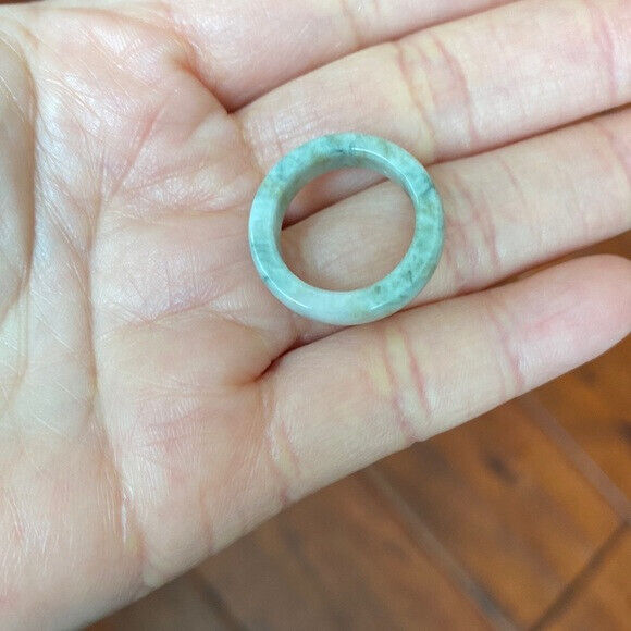 Flat Natual Jade Band Ring Size 4.5 - Unisex Width 5mm