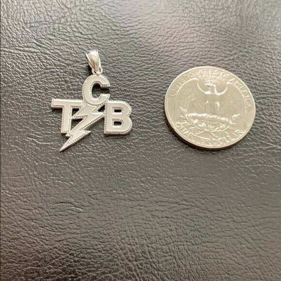 14K Solid Yellow Gold Taking Care of Business In A Flash (TCB) Pendant Necklace