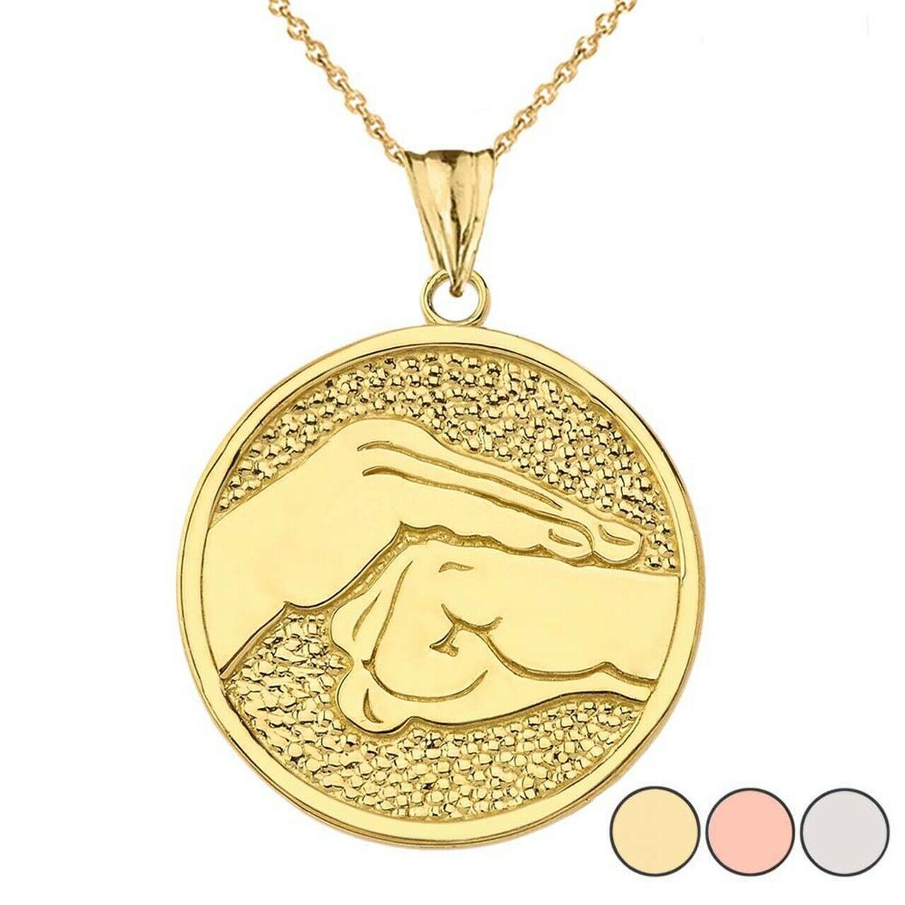14K Solid Gold Bao Quan Martial Arts Hand Symbol Pendant Necklace