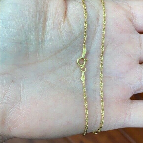 14k Gold Plated Sterling Silver Italian Italy TWISTED SINGAPORE Chain 1.5 mm