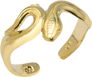 Yellow Gold Snake Toe Ring Adjustable in 10K and 14K - Knuckle Ring