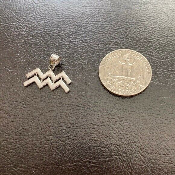 925 Sterling Silver Aquarius February Zodiac Sign Pendant Necklace