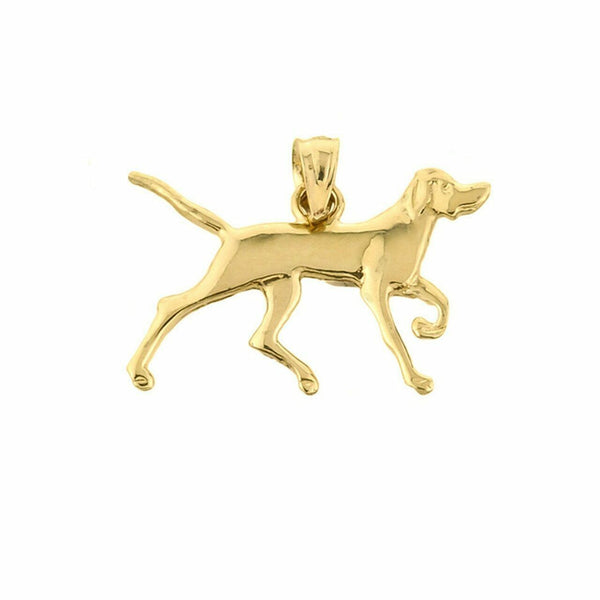 10k Solid Yellow Gold German Shorthaired Pointer Dog Pendant Necklace