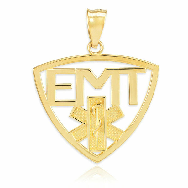 14K Yellow Gold Emergency Medical Technician (EMT) Star of Life Charm Pendant