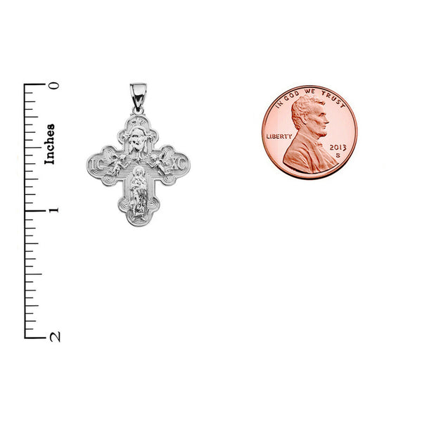 925 Sterling Silver Orthodox ICXC Cross (Save Us) Pendant Necklace