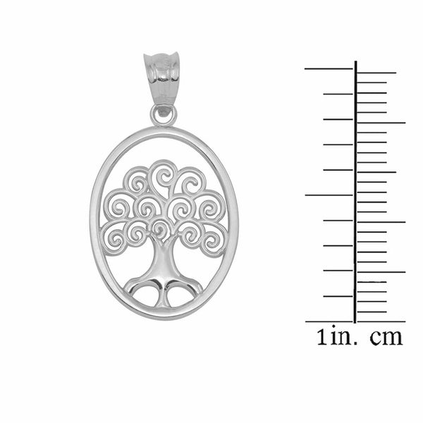 925 Sterling Silver Tree of Life Filigree Swirl Celtic Pendant Necklace