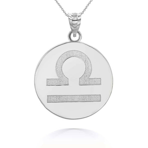 Personalized Engrave Name Zodiac Sign Libra Round Silver Pendant Necklace