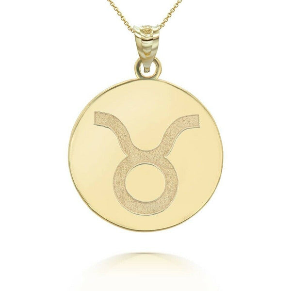 Personalized Name 10k 14k Solid Gold Zodiac Sign Taurus Pendant Necklace