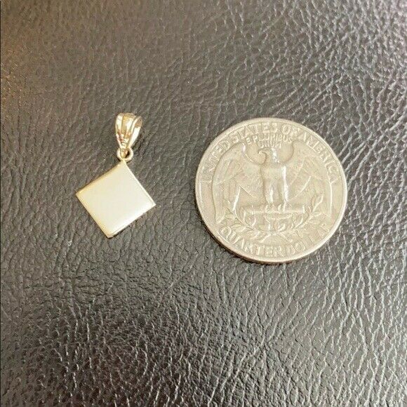 Solid 10k Yellow Gold Simple Diamond Shaped Mini Small Plain Pendant Necklace