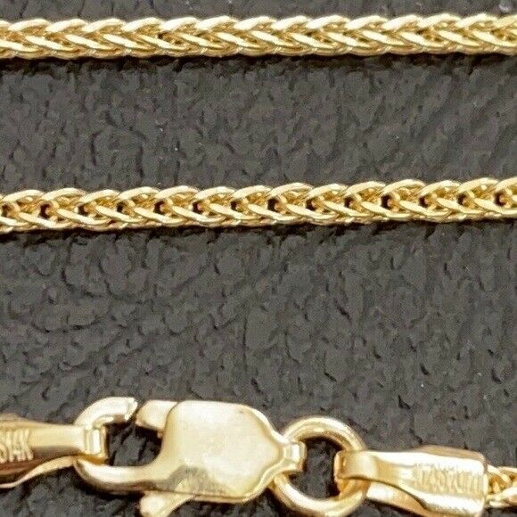 14 k Solid Yellow Real Gold 1.25 mm Square Wheat Chain Necklace 16",18",20" 24"