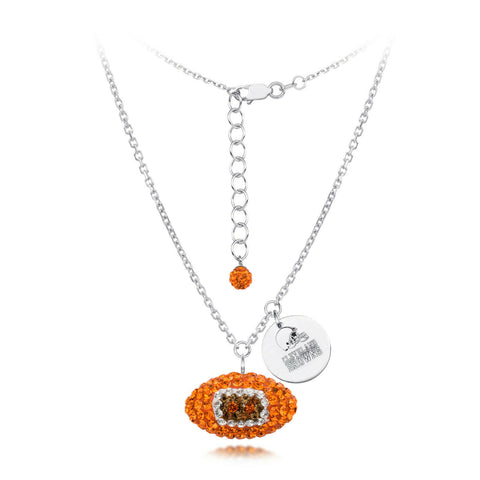 NFL Cleveland Browns Football Crystal Necklace Silver - Official Licensed