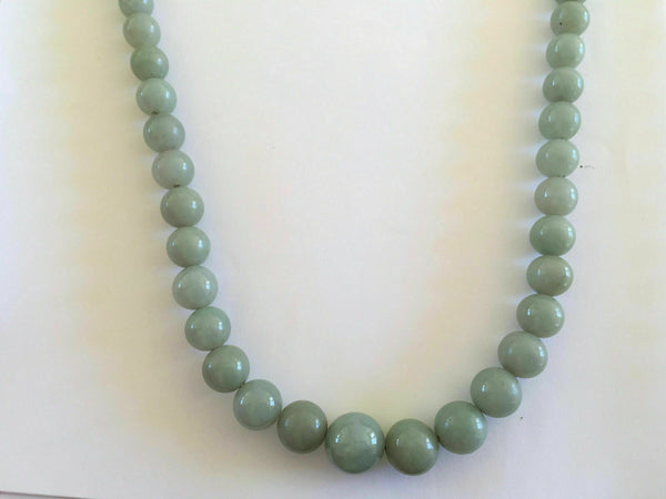 NWOT Round Green Jade Bead Necklace 7.5-14 mm 26 inches Heavy