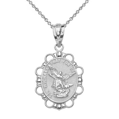 925 Sterling Silver Saint Michael 1" Inch Pendant Necklace