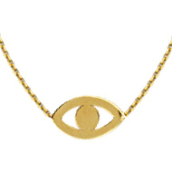 14K Solid Gold Mini Evil Eye Dainty Necklace - Minimalist Yellow, White, Rose