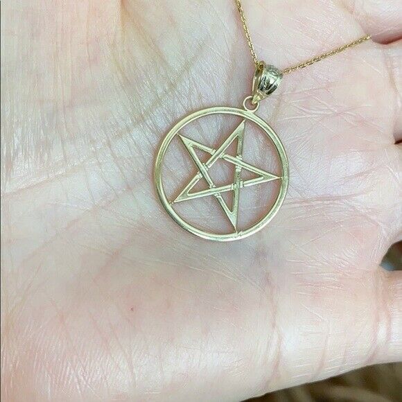 Solid 14k Rose Gold Pentagram Friendship Pendant Necklace 16" 18" 20" 22"
