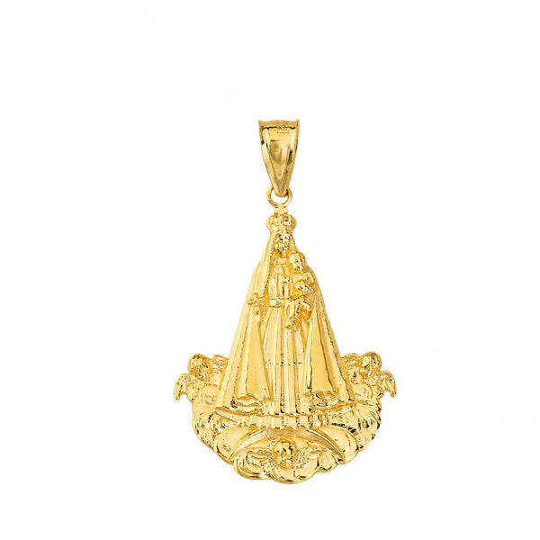 10K Solid Gold Virgen del Cobre (Medium, Large) Pendant Necklace