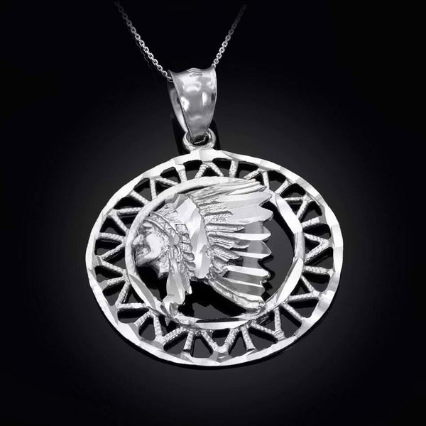 14K Solid Gold Apache Openwork Pendant Necklace - Yellow, Rose, or White