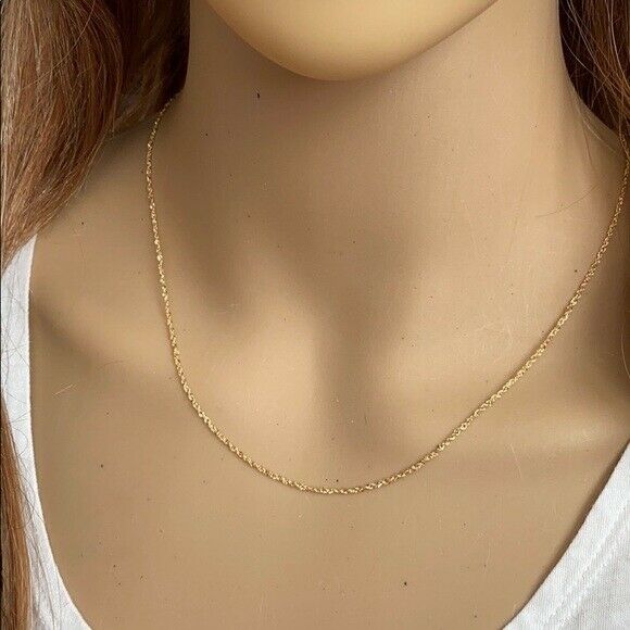 14 k Solid Yellow Real Gold 1.25mm Sparkle Singapore Chain Necklace 16",18",20"