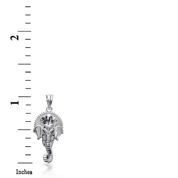 925 Sterling Silver 3D Hindu Elephant God Ganesha Pendant Necklace