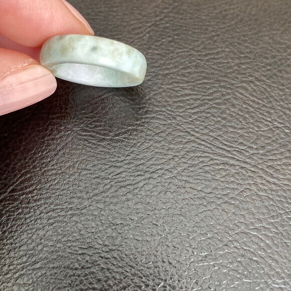 Flat Natual Jade Band Ring Size 4.5 - Unisex Width 5mm