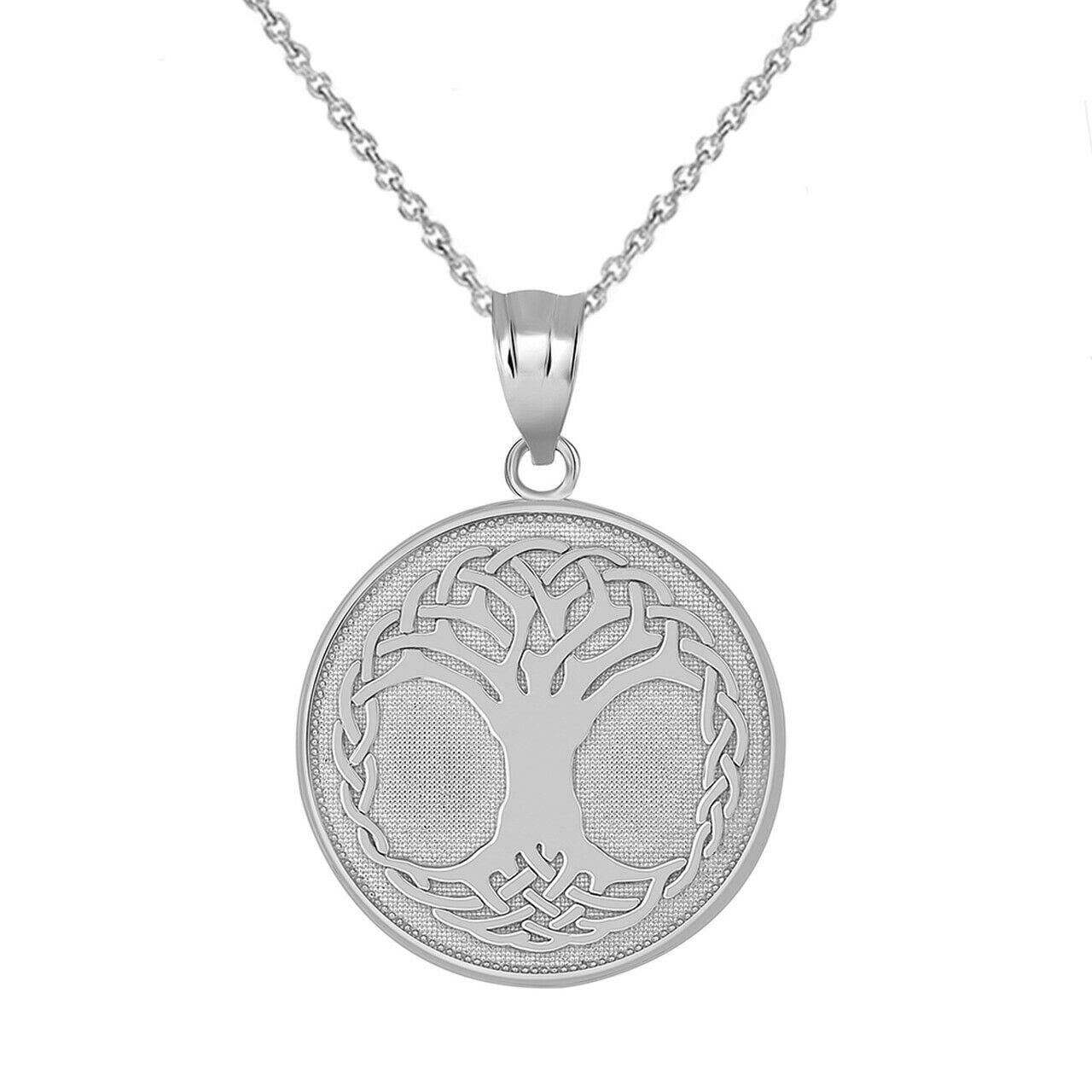 925 Sterling Silver Tree of Life Disk Disc Pendant Necklace 16" 18" 20" 22"