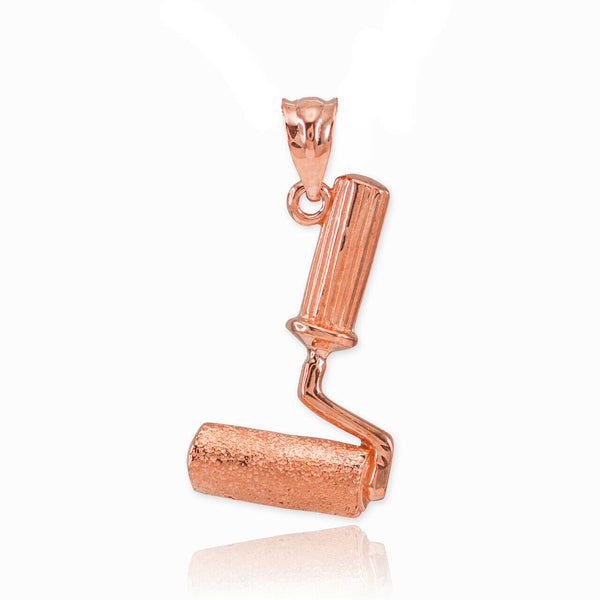 10k Solid Gold Paint Roller Carpenters Construction Workers Pendant Necklace