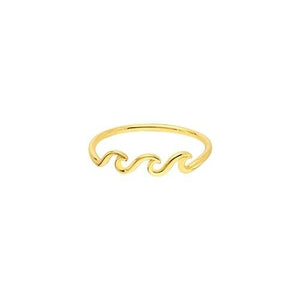 14K Solid Yellow Gold Wave Design Women Ring Size 6, 7, 8