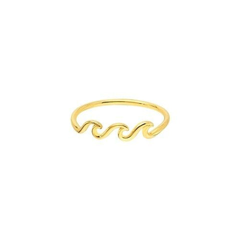 14K Solid Yellow Gold Wave Design Women Ring Size 6, 7, 8