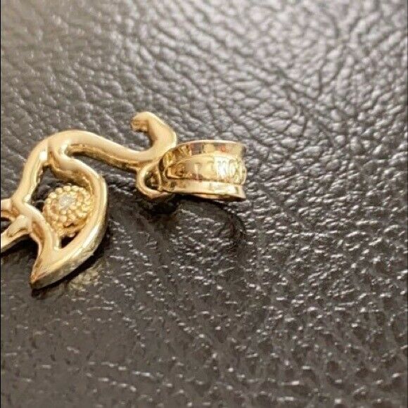 14k Solid Yellow Gold Diamond Small Flamingo Pendant Necklace 16" 18" 20" 22"