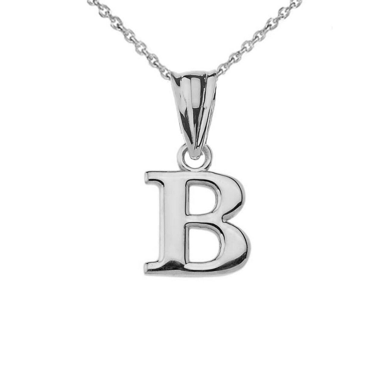 925 Sterling Silver Mini Small Initial Letter B Pendant Necklace 16" 18" 20" 22"